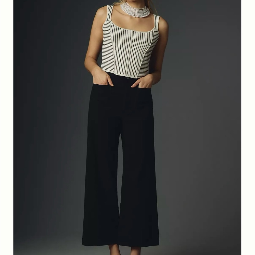 ANTHROPOLOGIE Maeve Colette Cropped Wide-Leg Ponte Pants Size 24